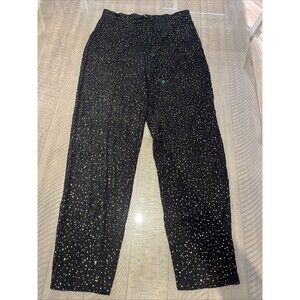 Vintage Koret Womens Pull On Pants Petite Black Glitter Sparkle Gold PArty